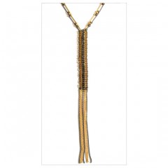 Metal Beads Flappers Fringe Y Necklace A