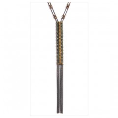 Metal Beads Flappers Fringe Y Necklace B