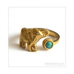 Elephant Ring Brass with Turquoise 