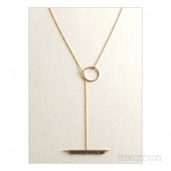 Pyrite Studded Lariat Necklace Gold Fill