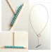 Turquoise Studded Lariat Necklace Gold Fill