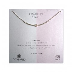 Pink Opal in the Sterling Silver Curved Bar Gratitude Stone Necklace Boxed