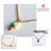 Teeny Tiny Turquoise Dotted Bezel Necklace Gold Boxed