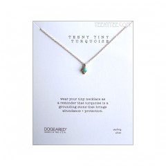 Teeny Tiny Turquoise Dotted Bezel Neckalce Sterling Silver Boxed