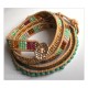 5 Wrap up Seed beads with leather Bracelet / Turquoise Version
